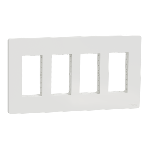 [SCHNU024418] Unica - support + plaque boîte concentration - 4 col de 4 mod - Blanc