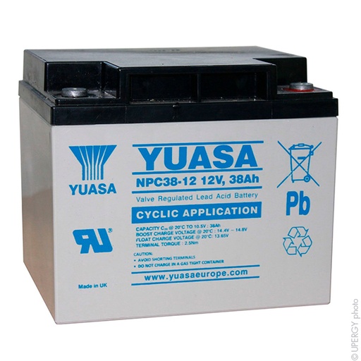 [ENIAMP9257] Unité(s) Batterie plomb AGM YUASA NPC38-12 12V 38Ah M5-F