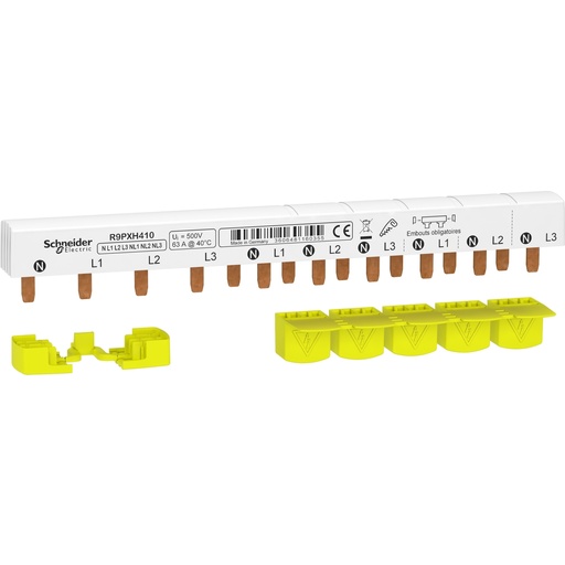 [SCHR9PXH410] Resi9 - peigne monobloc - 3P+N - 63A - 10 modules - cache dents 5M