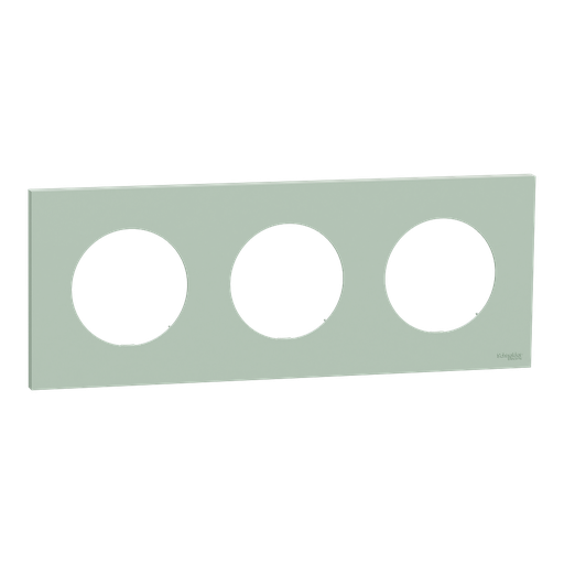 [SCHS903706] Odace - plaque de finition 3 postes - couleur Vert jade