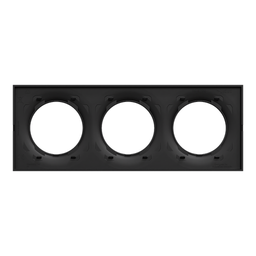 [SCHS949706] Odace Origine - plaque de finition 3 postes - couleur noir