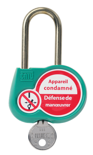[CATAL-230-V-Z] Cadenas vert anse 50mm diamètre 6mm clé aléatoire.