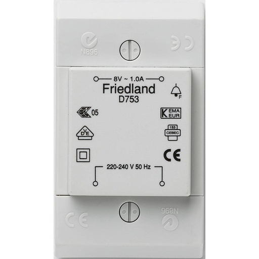 [FRID753] Honeywell Home transfo 8v - 1a - saillie