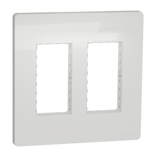 [SCHNU022418] Unica - support + plaque boîte concentration - 2 col de 4 mod - Blanc