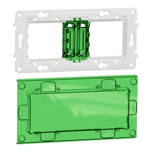 [SCHNU7004PC] Unica - support de fixation 4 mod / 2 postes + protection chantier - plastique