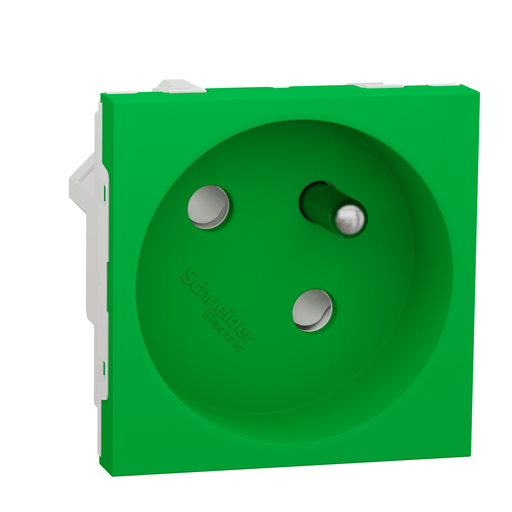 [SCHNU304906] Unica - prise 2P+T - FR - 45° - raccord rapide traversant - Vert - méca seul