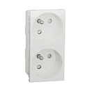 [SCHNU306918] Unica - prise double 2P+T - FR - 45° - connexion rapide - Blanc - méca seul
