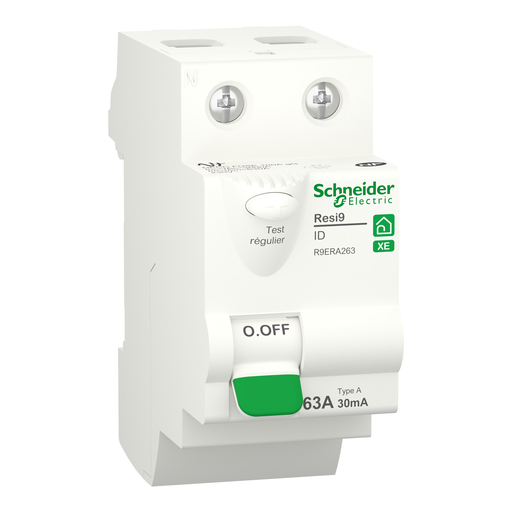 [SCHR9ERA263] Resi9 XE - interrupteur différentiel - 2P - 63A - 30mA - Type A - embrochable
