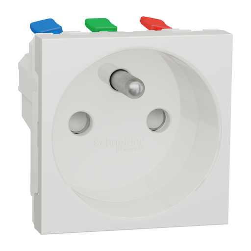 [SCHNU305920T] Unica - prise 2P+T - FR - 90° - goulotte - connex rapid - Blanc anti - méca seul