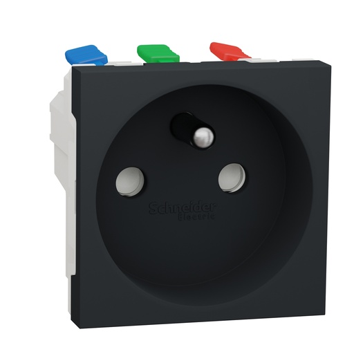 [SCHNU305954] Unica - prise 2P+T - FR - 90° - raccord rapide travers - Anthracite - méca seul