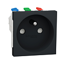 [SCHNU305954] Unica - prise 2P+T - FR - 90° - raccord rapide travers - Anthracite - méca seul