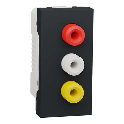 [SCHNU343154] Unica - prise RCA triple (rouge blanc jaune) - 1 mod - Anthracite - méca seul