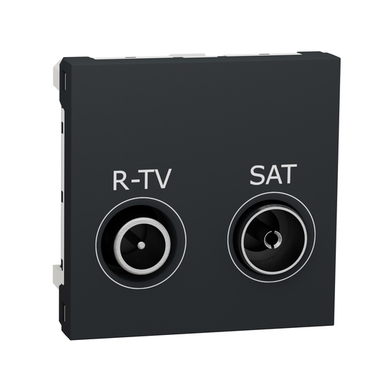 [SCHNU345454] Unica - prise R-TV + SAT - individuel - 2 mod - Anthracite - méca seul