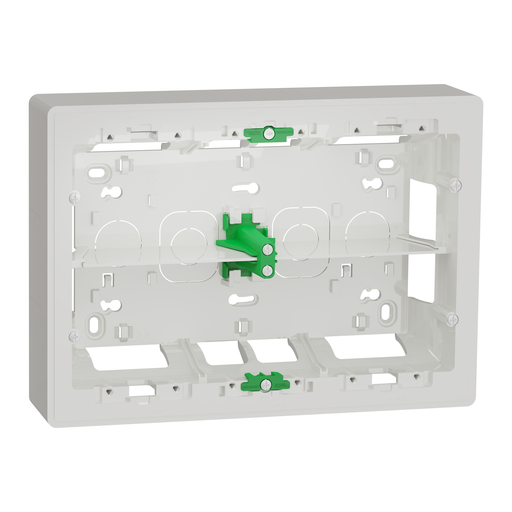 [SCHNU821820] Unica - boîte de concentration saillie - 2 rang de 8 mod - Blanc anti - à compl