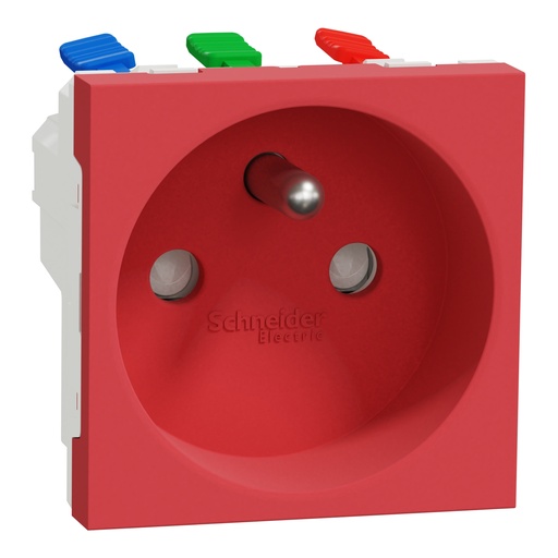 [SCHNU305903T] Unica - prise 2P+T - FR - 90° - goulotte - connexion rapide - Rouge - méca seul