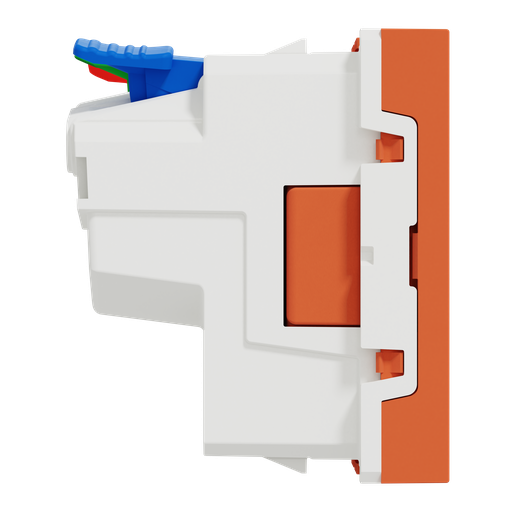 [SCHNU305961] Unica - prise 2P+T - FR - 90° - raccord rapide traversant - Orange - méca seul