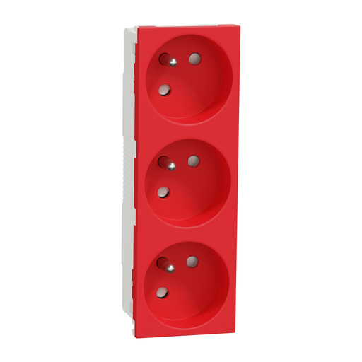 [SCHNU307903] Unica - prise triple 2P+T - FR - 45° - Rouge - méca seul