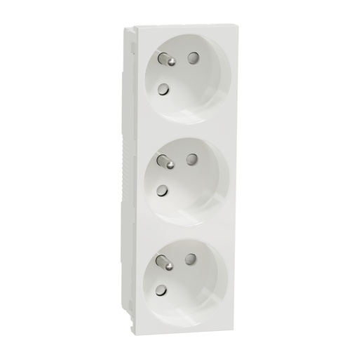 [SCHNU307918] Unica - prise triple 2P+T - FR - 45° - Blanc - méca seul