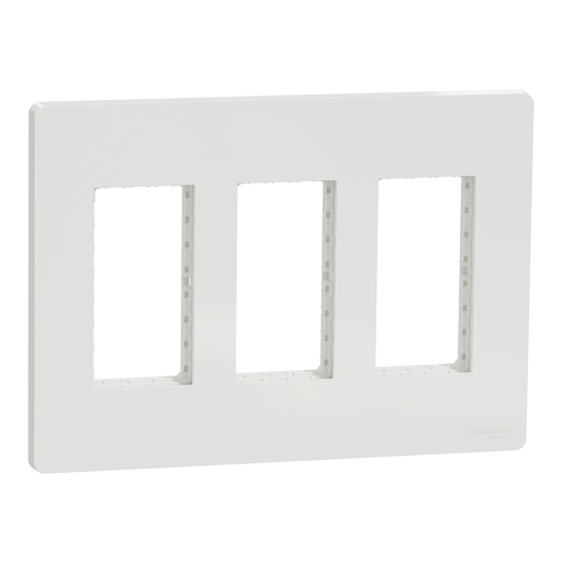 [SCHNU023418] Unica - support + plaque boîte concentration - 3 col de 4 mod - Blanc