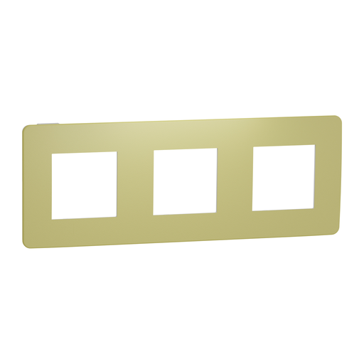 [SCHNU280611] Unica Studio Color - plaque de finition - Vert acidulé liseré Blanc - 3 postes