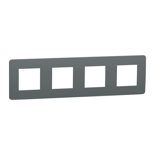[SCHNU280821] Unica Studio Color - plaque de finition - Gris foncé liseré Blanc - 4 postes