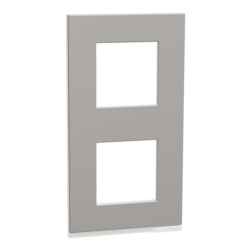 [SCHNU6004V80] Unica Pure - plaque de finition - Aluminium liseré Blanc - 2 postes verticaux