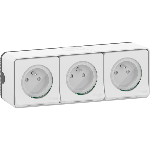 [SCHMUR36039] Mureva Styl - Triple PC 2P+T horiz. précâblée - saillie - IP55 - IK08 - blanc