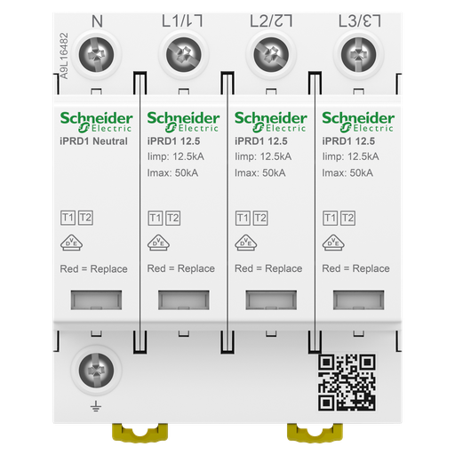 [SCHA9L16482] Acti9 - Parafoudre iPRD1 12,5r - 3P+N - Débro T1 - 350V - report signal - TT/TN