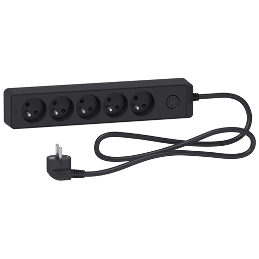 [SCHST9351B] Odace - Rallonge multiprises 5 prises 2P+T - anthracite - 1,5m