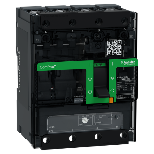 [SCHC11E4TM100B] ComPacT NSXmE - disjoncteur - TM-D 100A - 4P4D - 16kA - borne à cosses