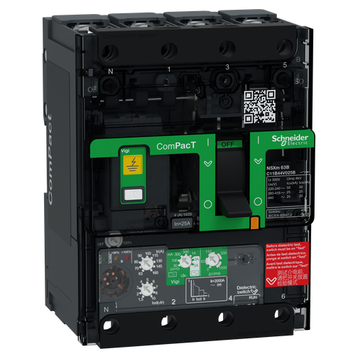 [SCHC11B44V025B] ComPacT NSXmB - disj Vigi - MicroLogic 4.1 25A - 4P4D - 25kA - borne à cosses
