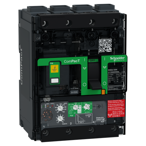 [SCHC11H44V050L] ComPacT NSXmH - disjoncteur Vigi - MicroLogic 4.1 50A - 4P4D - 70kA - EverLink