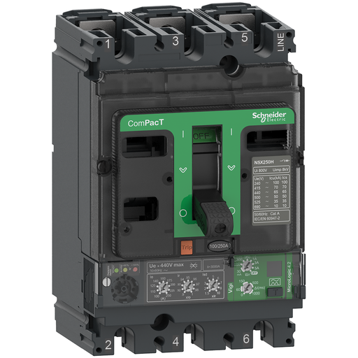 [SCHC16B34V160] ComPacT NSX160B - Disjoncteur Vigi - MicroLogic 4.2 160A - 3P3D - 25kA - fixe