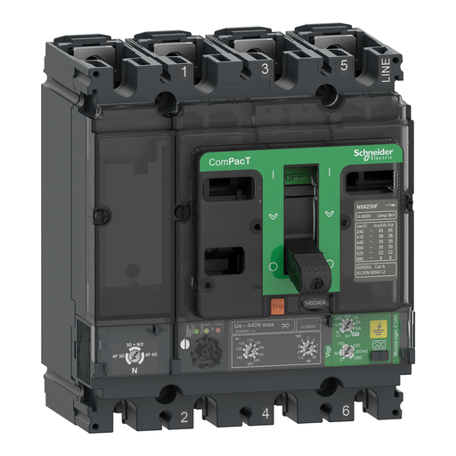 [SCHC25B44B240] ComPacT NSX250B - Disjoncteur Vigi - MicroLogic 4.2AB 240A - 4P4D - 25kA - fixe